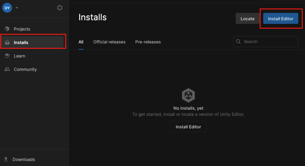 A picture shows where the 'Install Editor' button is